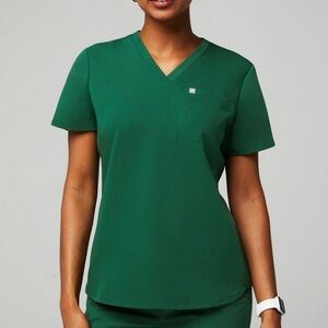 Green V-Neck Scrub Top
